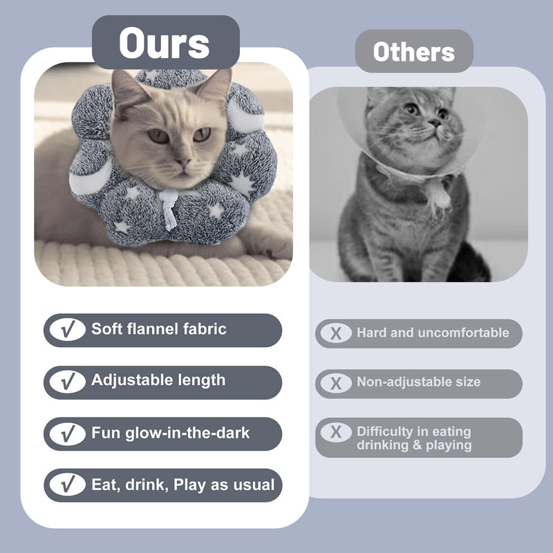 Adjustable Glow in the Dark Cat Collar Cone Style Elizabethan Collar for Pet Recovery After Surgery (M)