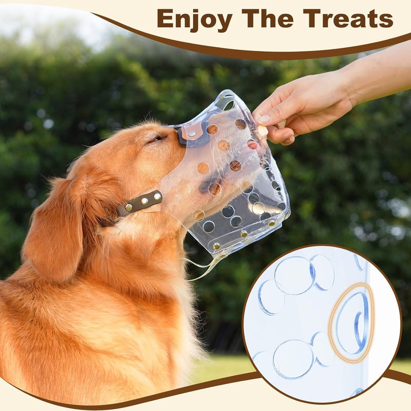 Mayerzon Dog Muzzle, Basket Muzzle for Large Medium Small Dogs, Humane Cage Mouth Guard to Prevent Biting Chewing Eating, Breathable Muzzle for Grooming Training Walking Vet Visits (XL, Clear) XL - PawsPlanet Australia