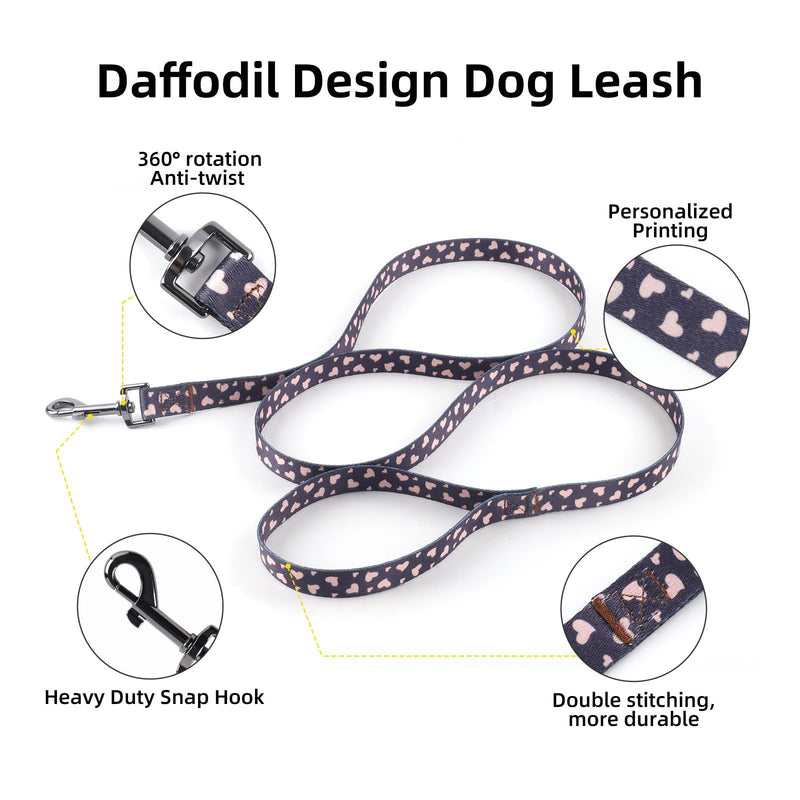 QQPETS Dog Harness Collar Leash - No Pull Pet Adjustable Back Clip Halter Basic Collar Heavy Duty 5FT Anti-Twist Leash for Extra Small Puppy Medium Large Breed Training Easy Walk(XS,Black Heart) Black Heart XS - PawsPlanet Australia