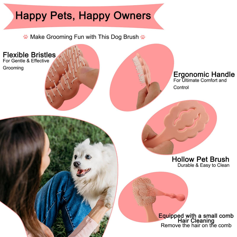 Cloud-Shaped Soft Bristle Puppy Brush for Small Dogs - Yorkie, Shih Tzu, Maltese, and Toy Poodles Grooming Tool with Detachable Lint Comb and Gift Box （Pink） Pink - PawsPlanet Australia