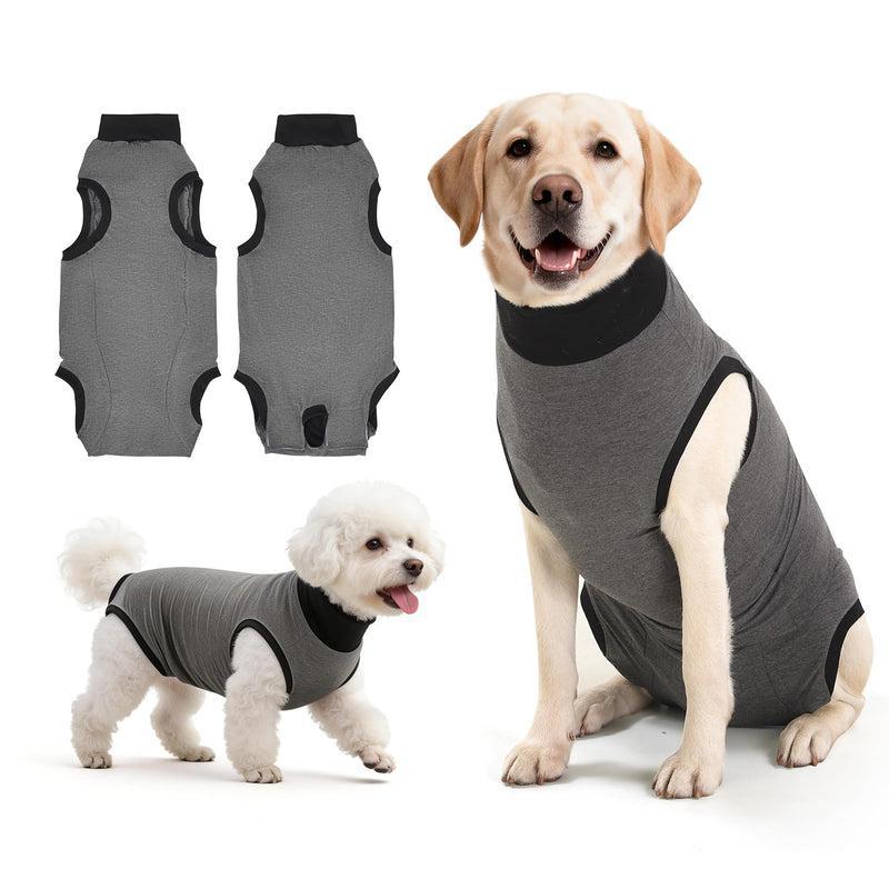 Avont Dog Surgery Recovery Suit, Anti-Licking Surgical Bodysuit for After Spay & Neuter, E-Collar Alternative for Wound Care, Comfortable Onesie for Female & Male Dogs - Grey (XL) XL