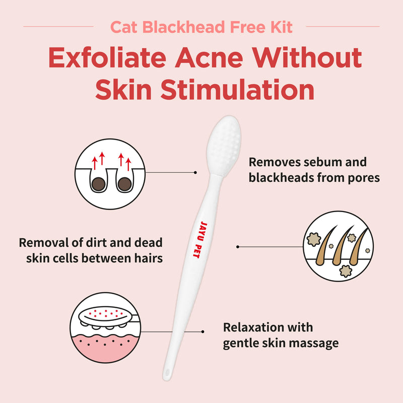 JAYU PET Cat Blackhead Free Kit – Black Seed Cleaner & Exfoliating Brush, Cat Chin Acne Treatment, Blackhead Remover, Hypoallergenic Safe Formula, Cat Grooming Kit for Clear & Healthy Skin - PawsPlanet Australia