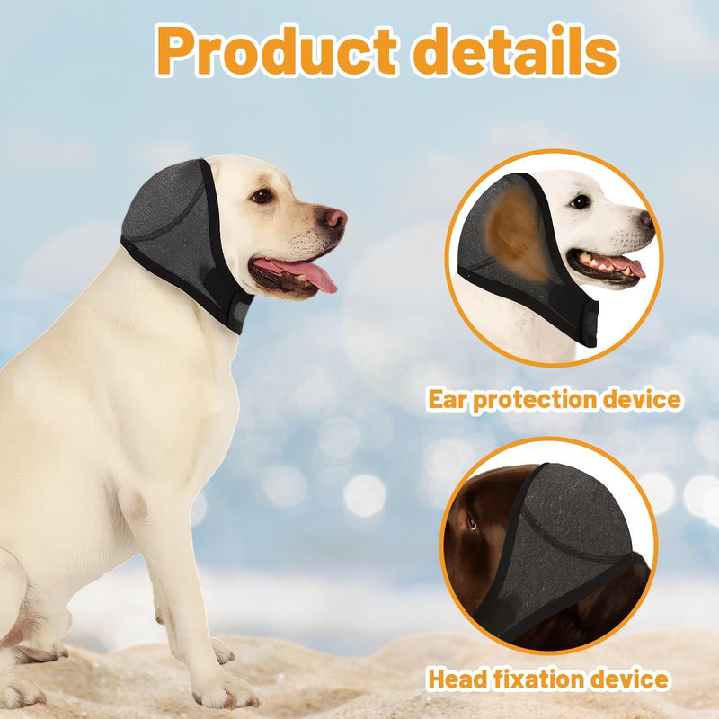 2 Pcs Dog Ear Protectors, Dog Ear Muffs Noise Protection, Dog Snood Ear Protector, Dog Snood for Noise Reduction During Fireworks and Thunder, Comfortable Head Wrap for Dogs with Sensitive Ears