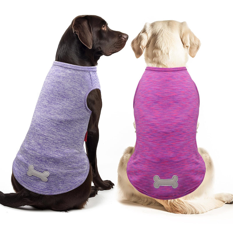 KYEESE 2 Pack Dog Shirts Quick Dry Soft Stretchy Dog T-Shirts with Reflective Label Tank Top Sun Protection Sleeveless Vest Dog Clothes for Small Medium Dogs, XX-Large, Purple+Pink XX-Large (40-55lbs) 2# 2Pack (Purple+Pink)