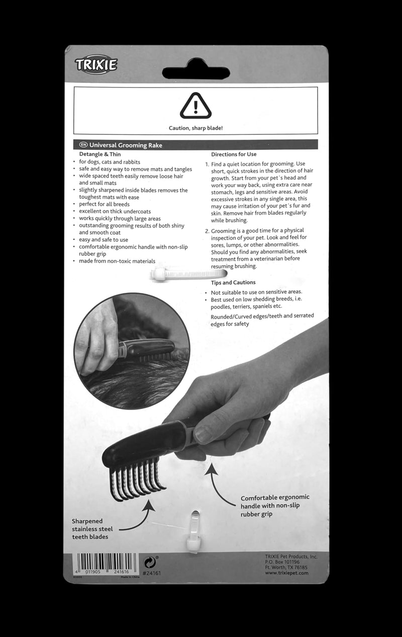 TRIXIE Pet Universal Grooming Rake for Cats and Dogs, Removes Mats and Tangles 7" (18cm) 2.8 x 6.3 in Turquoise/Black - PawsPlanet Australia