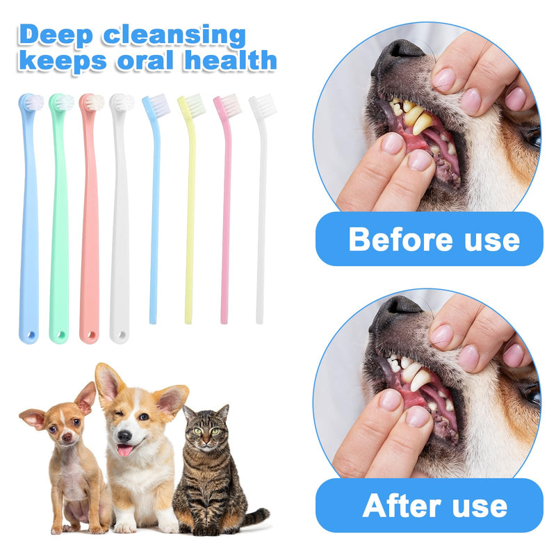 8Pcs Cat Toothbrush, Small Dog & Cat Teeth Cleaning, Soft Bristle Puppy Tooth Brush, Kitten Tooth Brushing Kit, Dental Care Supplies for Tiny Puppy Kitty Reduce Tartar Formation & Bad Breath - PawsPlanet Australia