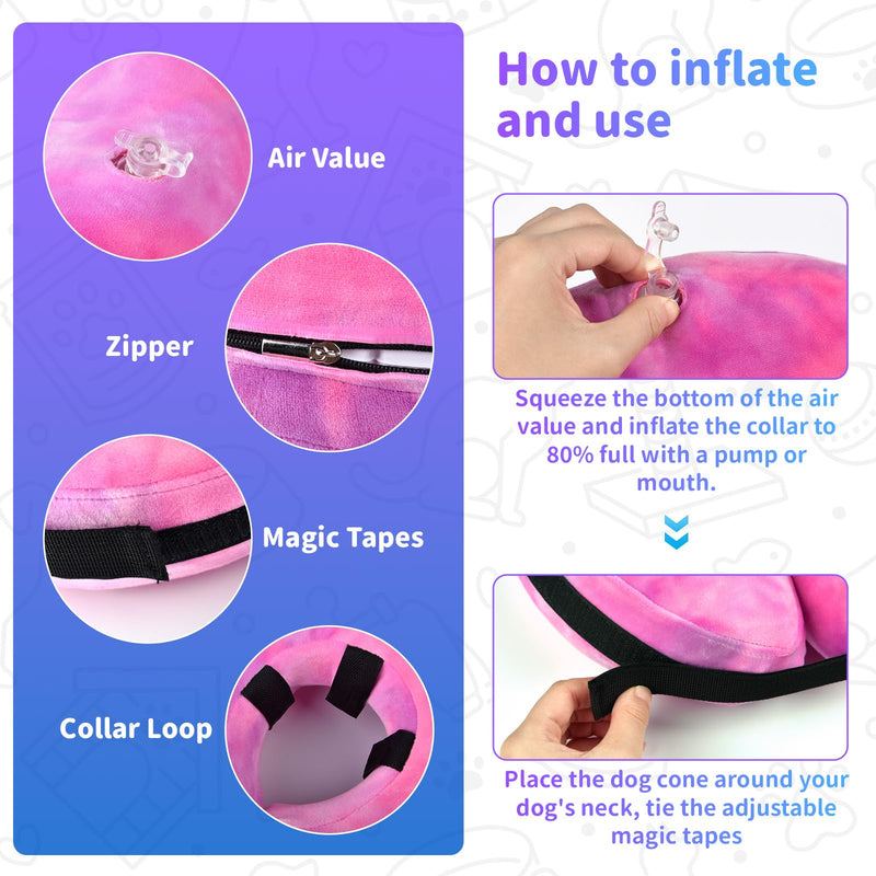 Dog Cone, Y-blue Dog Cone Collar Inflatable Puppy Neck Collar(Rose Purple, XL) X-Large Rose Purple