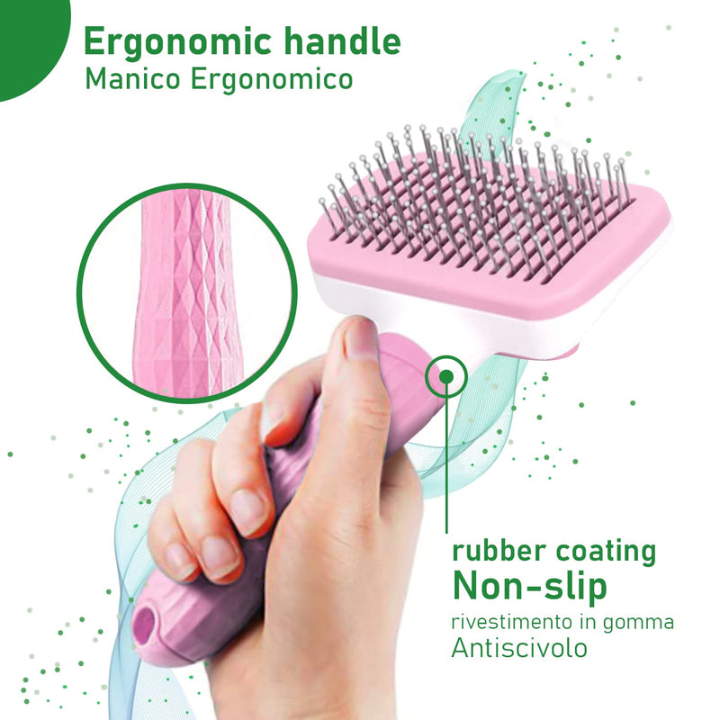 oft Brush for Dogs and Cats, Self-cleaning Pet Brush, Removing Dead and Excess Hair, does not scratch animal skin, pet supplies accessories, zero pain (Rose) pink
