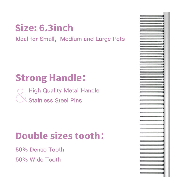 Firm Pet Grooming Kit: 25mm Extra Long Pin Brush for Goldendoodles, Wire Deshedding Brush, Removes Loose Hair & Undercoat (Pink) pink-comb2