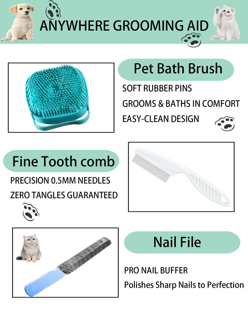 6ps Dog Cat Brush Grooming Kitf, Dog Cat Brushes, Bath Brush, Dematting Rake and Comb, Nail Clipper, Nail File, Flea Comb (Blue 6 Kits) Blue 6 Kits - PawsPlanet Australia