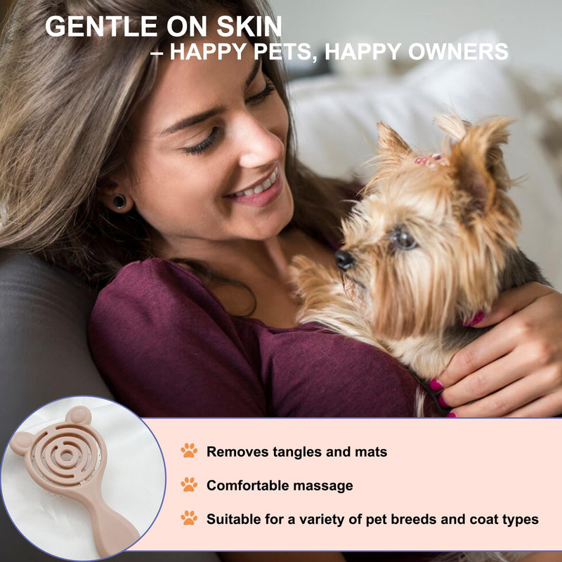 Cat-Ear Design Puppy Brush, Gentle Soft-Bristle Small Dogs Plastic Detangling Grooming Tool, Fit for Yorkie Shih Tzu Maltese Maltipoo (Light Pink) Light Pink - PawsPlanet Australia
