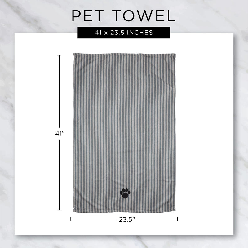 Bone Dry Pet Grooming Towel Collection Absorbent Microfiber X-Large, 41x23.5", Trellis Stonewash Blue 41x23.5" - PawsPlanet Australia