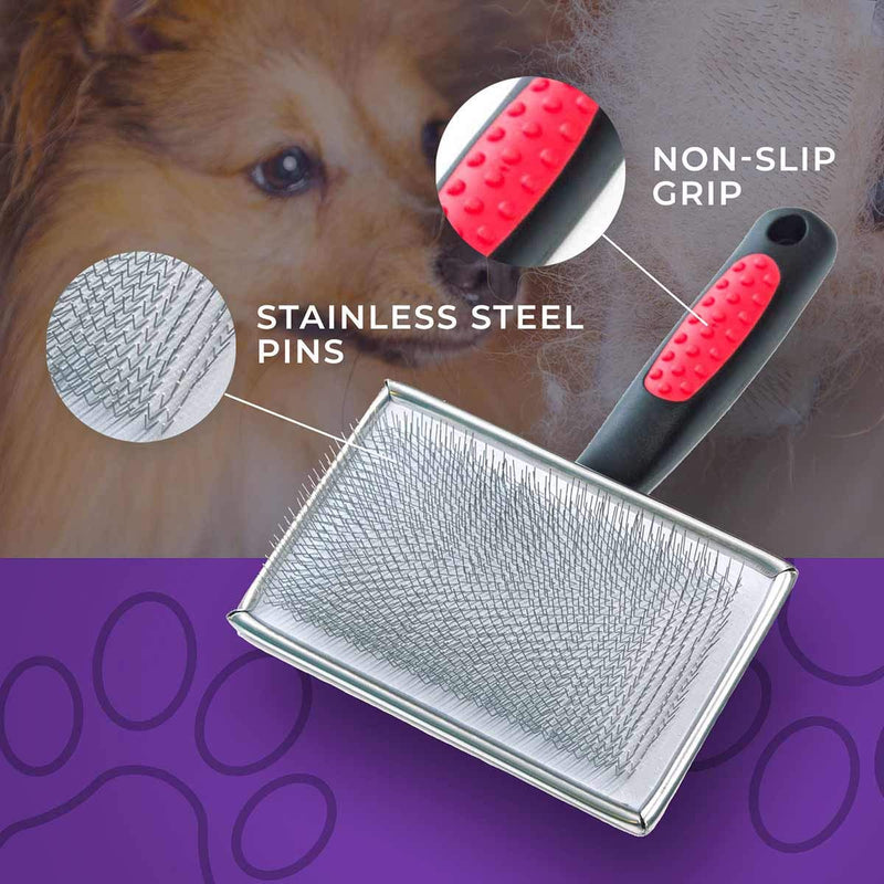 Ryan's Pet Supplies Paw Brothers Flat Slicker Brush for Dogs, Dog Brush for Long Haired Dogs, Professional Grade, Coated Tips, Gentle on Skin, Maximum Coverage, Extra Large - PawsPlanet Australia