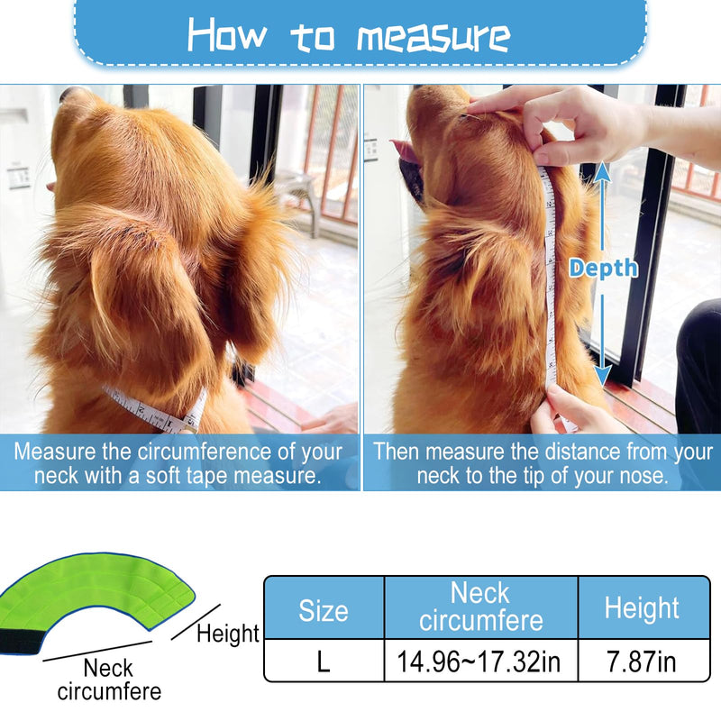 Dog Collar Soft, Breathable Mesh - Dog Collar, Lick Protection Collar Dog, Pet Elizabethan Collar (L, Green & Blue)