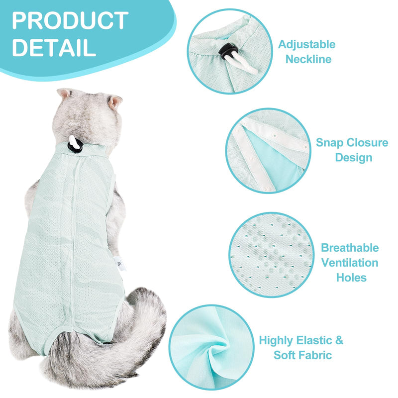 Cat Recovery Suit Cat Onesie for Cats After Surgery, Breathable Cat Surgery Recovery Suit Female for Abdominal Wounds, Kitten Recovery Suit E-Collar Alternative Cat Onesie After Spay Anti Licking L Blue - PawsPlanet Australia