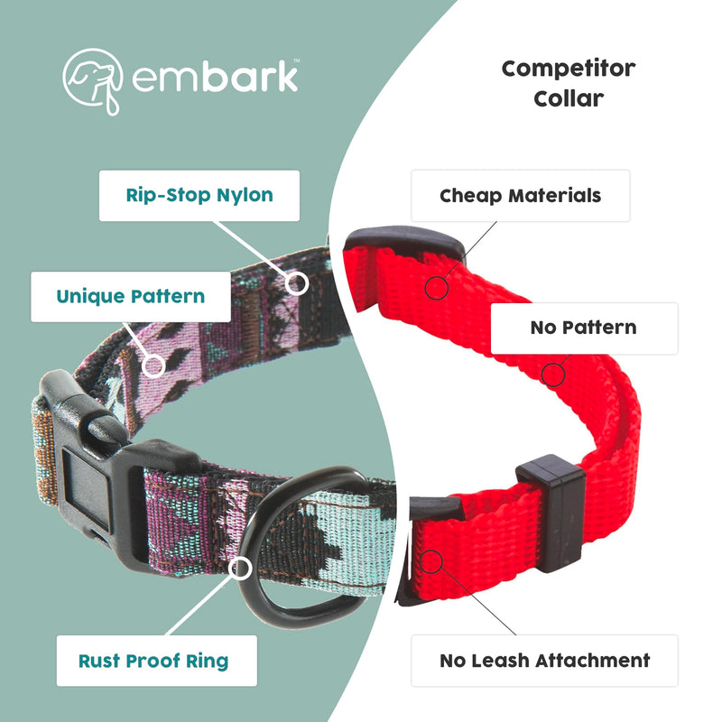 Embark Adventure Medium Dog Collar – Stylish, Durable Nylon, Adjustable & Comfortable, Strong Buckle Aztec