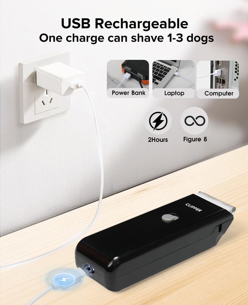 Upgrade Home Professional Dog Grooming Kit Clipper for Matted & Long Hair, Cordless Pet Shaver Low Noise USB Rechargeable for Cats, Small&Medium Dogs, Handy Pet Hair Grooming Trimmer, Black Rk005-black - PawsPlanet Australia