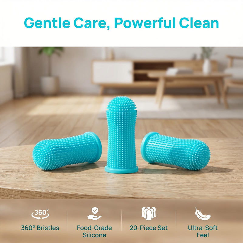 20PCS Dog Toothbrush, 360° Dog Toothbrush Finger Toothbrush Cat, Finger Toothbrush Dog, Finger Brush Dog Dental Care, Dog Dental Care, Toothbrush Dog for Small Pets, Oral Care Set
