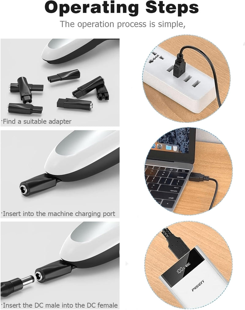 3.7V - 5V Universal Replacement Charger USB for Various Brands Electric Dog Clippers, Electric Shavers, Electric Hairdressers, Hair Clippers, Razor, with 6 Adapter Plug - PawsPlanet Australia