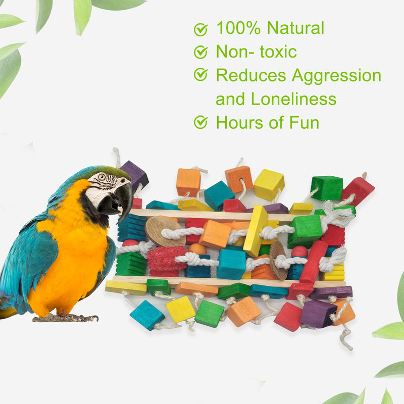 Parrot Bird Toys, Natural Multi-Colored Wooden Blocks Bird Chewing Toy for Small and Medium-Sized Macaws, African Grey, Cockatoos, Amazon Parrots color 1 - PawsPlanet Australia
