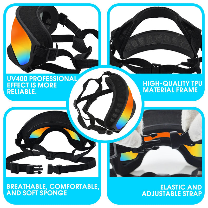 Pacify Dog Goggles for Large Dogs, UV Protection Dog Sunglasses with Adjustable Strap for Medium Large Dog Pet Glasses Black - PawsPlanet Australia
