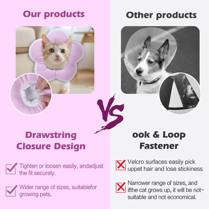 Dog Cones for Small Dogs,Comfortable Adjustable Soft Dog Cone After Surgery，Soft Protective Recovery Cone for Dogs and Cats,Washable Dog Elizabethan Collar Stop Licking Wounds (Pink, S) Pink - PawsPlanet Australia