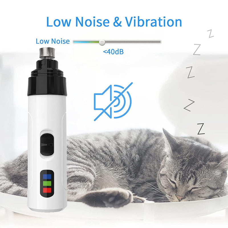 Nail Grinder, Low Noise Nail Grinder - USB Rechargeable Pet Nail Trimmer with Grinding Heads, 2 Speeds & Safety Guard for Pets (Nail Grinder) - PawsPlanet Australia