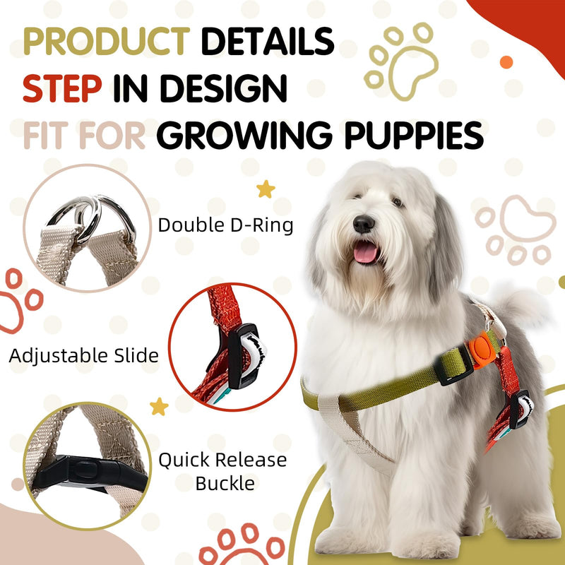 Tri-Color Dog Harness, Adjustable Step-in Design no Pull Dog Harness for Small Dogs, Heavy Duty Puppy Harness, Easy for Walking Dog Harness for Small Dogs, xs Dog Harness Red Yellow White XS: 2/5"W x Chest 10" - 14" - PawsPlanet Australia