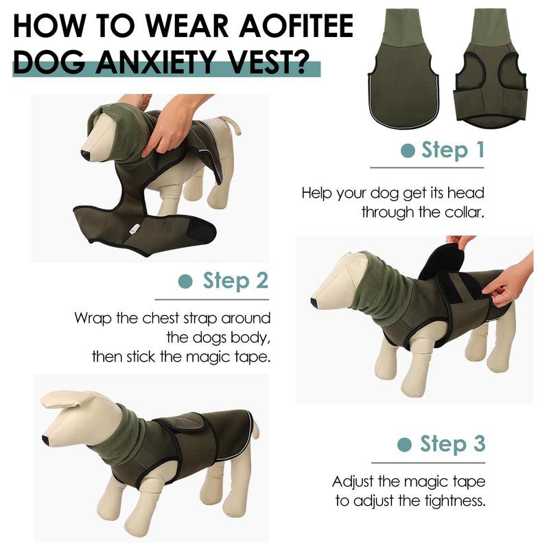 AOFITEE Dog Anxiety Jacket, Dog Thunder Jacket Dog Anxiety Calming Hoodie Medium, Dog Calming Shirt for Fireworks, Thunder, Separation, Dog Hoodies for Noise Block & Ear Protection Recovery, M Army Green