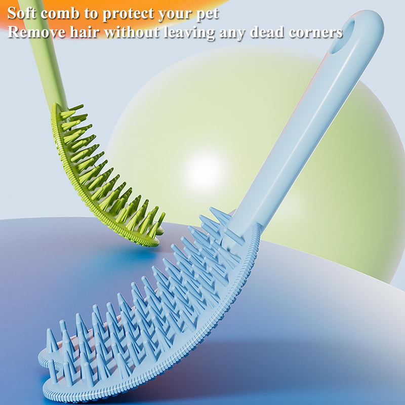 Cat Brush for Shedding Dog Brush Hair Cleaning Comb Bath Massage Tool for Shedding & Grooming, Remove Loose Hair, Cat Shape, Silicone Bristles (Green) Green - PawsPlanet Australia