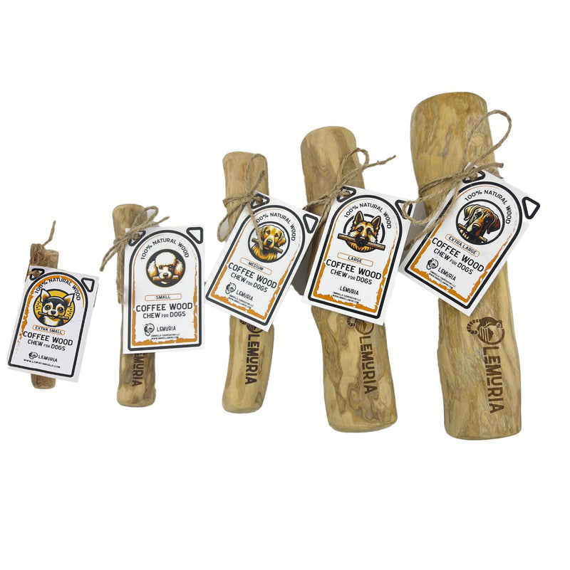 LEMURIA Coffee Wood Dog Chew Stick Toy, Natural Durable Real Wooden Bone Sticks for Dogs, Safe Dental Cleaning Chews for Teething Puppy, Stress Relief Toys for Large Dogs (Large) - PawsPlanet Australia