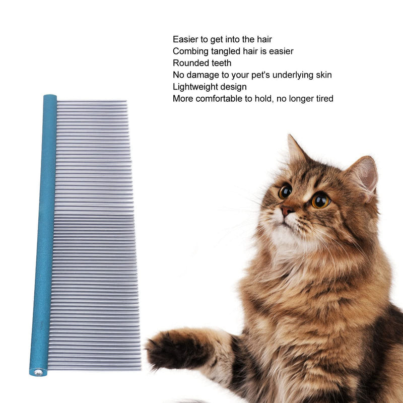 Greyhound Comb For Dogs, Metal Comb For Dogs Metal Dog Comb Cat Comb For Removing and Knots Dog Combs with Rounded Ends Grooming Tool For Long Short Haired Dog (Blue Blue 22cm/8.7in