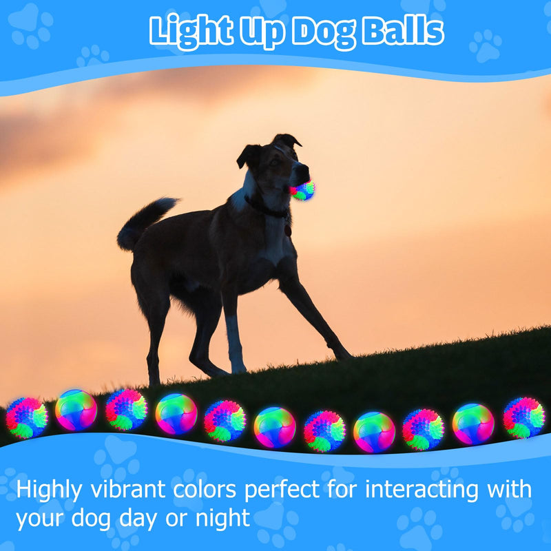 12 Pcs Light up Dog Ball Spiny Elastic Lighted Dog Balls Glow in The Dark Dog Balls Interactive Dog Toys Flash LED Dog Ball Bounce Activated Toy TPR Ball for Dogs and Puppies - PawsPlanet Australia
