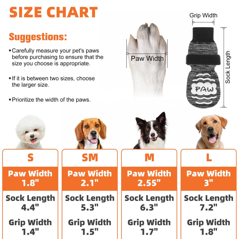 Dog Socks to Prevent Licking Paws,Grippy Socks for Senior Dog,Dog Booties for Small Medium Large Dogs Paw Protector with Grips for Hardwood Floor,Non Slip Socks for Hot/Cold Pavement,Fall Paw Grey S(Paw Width:1.8") - PawsPlanet Australia