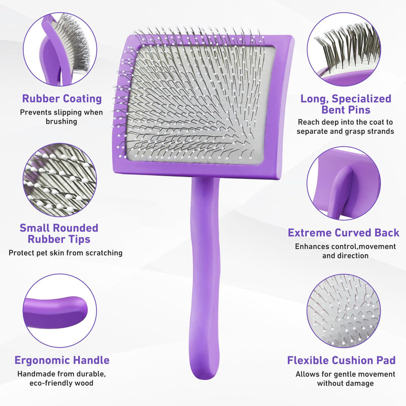 Slicker Brush for Dogs, Best Doodle & Poodle Brush for Long Haired Dogs, Large Dog Hair Brush with Little Round Rubber Tips, Dog Slicker Brushes Goldendoodle Long Pin Detangler for Dematting - PawsPlanet Australia