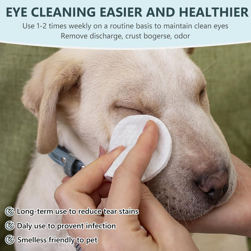 AOMIG Dog Eye Wipes for Discharge and Crust, Tear Stain Remover for Dogs, Gently Pet Wipes for Cats Eye Cleaner, Pet Wipers for Remove Eyes Debris Mucus Gunk, Puppy Ear Face Cleansing Pads 100ct 100pcs Eye Cleaning Pads