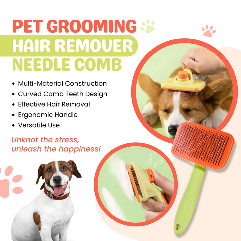 9Pcs Dog Grooming Kit - Self Cleaning Slicker Brush, Flea Comb, Nail Trimmer & Bath Brush - Pet Grooming Tools for Shedding, Trimming & Oral Care - For Dogs & Cats - Green