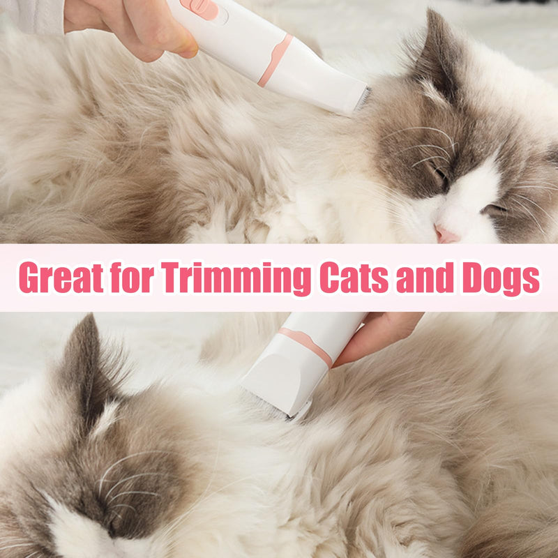 Dog Clippers, 4 in 1 Dog Grooming Kit, Cordless Pet Trimmer for Dogs & Cats, Rechargeable Low Noise USB Pet Shaver Grooming Set for Paws, Eyes, Ears, Face Matted Hair