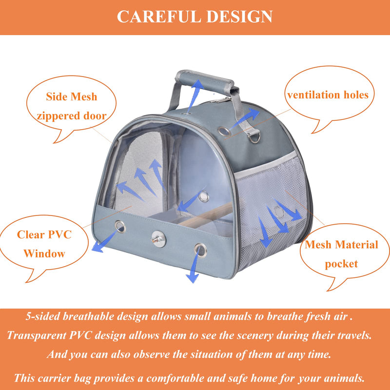 Bird Carrier Travel Cage with Stand (with Tray), Small Bird Travel Carrier for Parrot, Small Bird Cage for Travel Parakeet Carrier with Shoulder Strap, Side Access Window (Blue) BLUE