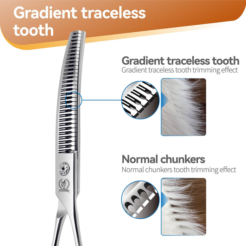 Fenice Peak 7.5 Curved Thinning Traceless Dog Grooming Scissors Japanese 440C Stainless Steel with Bearing Screws Smooth Cutting and Durable 7.5'' - PawsPlanet Australia
