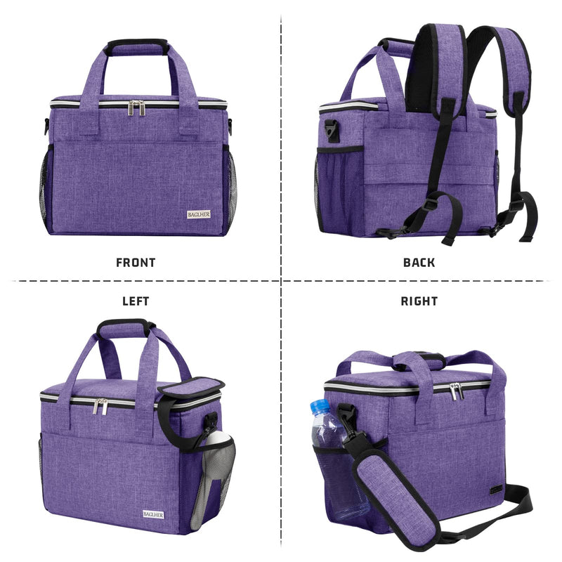 BAGLHER Dog Travel Bag Backpack Pet Supplies Backpack 5-Piece Set with Shoulder Strap 2 Lined Pet Food Containers 4 Foldable Feeding Bowls Essential Kit for Pet Travel Purple Medium - PawsPlanet Australia