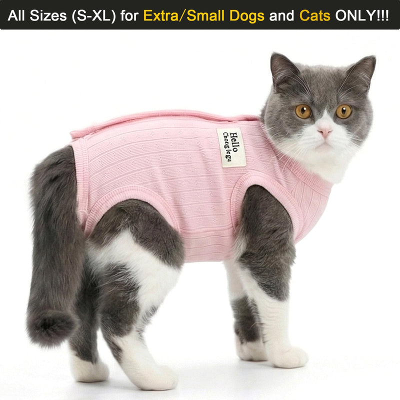 Zunea Cat Recovery Suit after Surgery, Soft, Breathable Kitten/Puppy E-Collar Alternative for Abdominal Wounds or Skin Diseases, Postoperative Protective Suit for Small Dogs, Pink, M