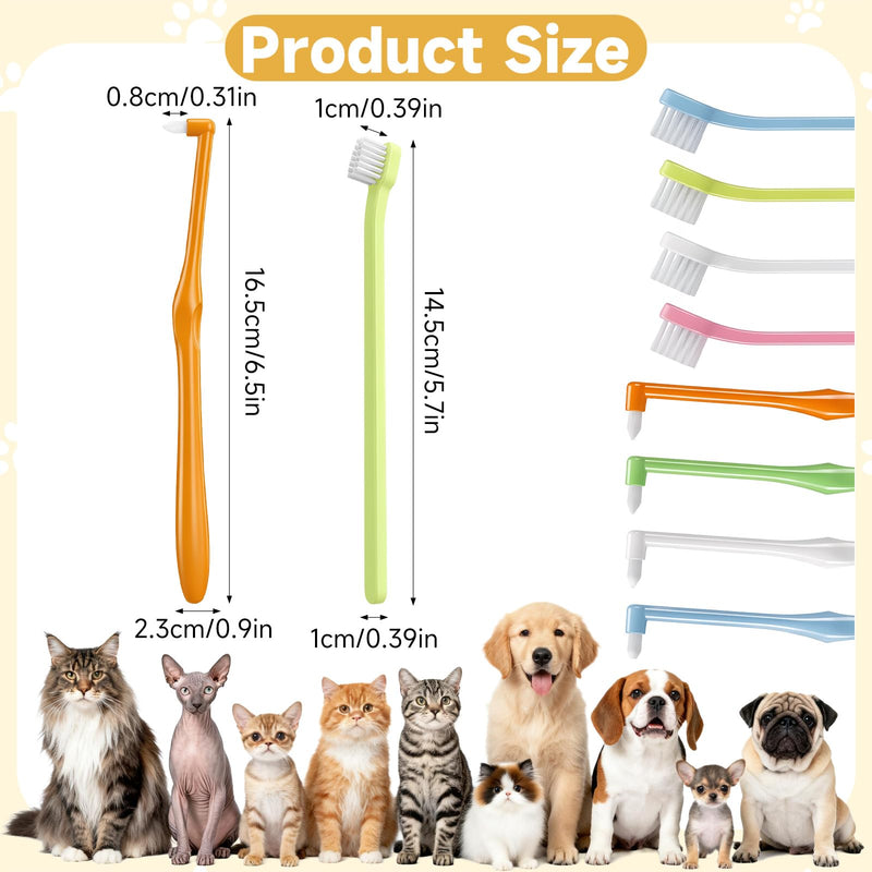 8 Pcs Small Dog Toothbrush Micro Head Cat Puppy Brushing Kit Pets Dental Care Cleaning Toothbrush Mini Portable Deep Soft Clean Teeth Bristles Multi Angle Round Pointed Tooth Brush for Kitten
