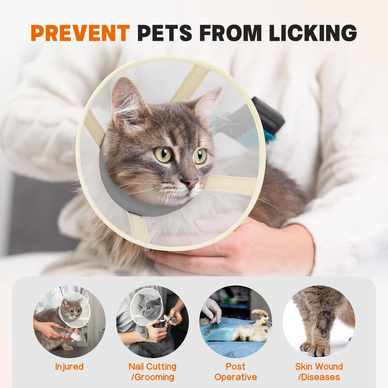 Cat Cone Collar Soft- Adjustable Comfortable Air Mesh Recovery Cone After Surgery to Stop Licking and Scratch, Alternative to Plastic Elizabethan Collar for Cat, Whiskers Freedom (Grey, XS) Grey