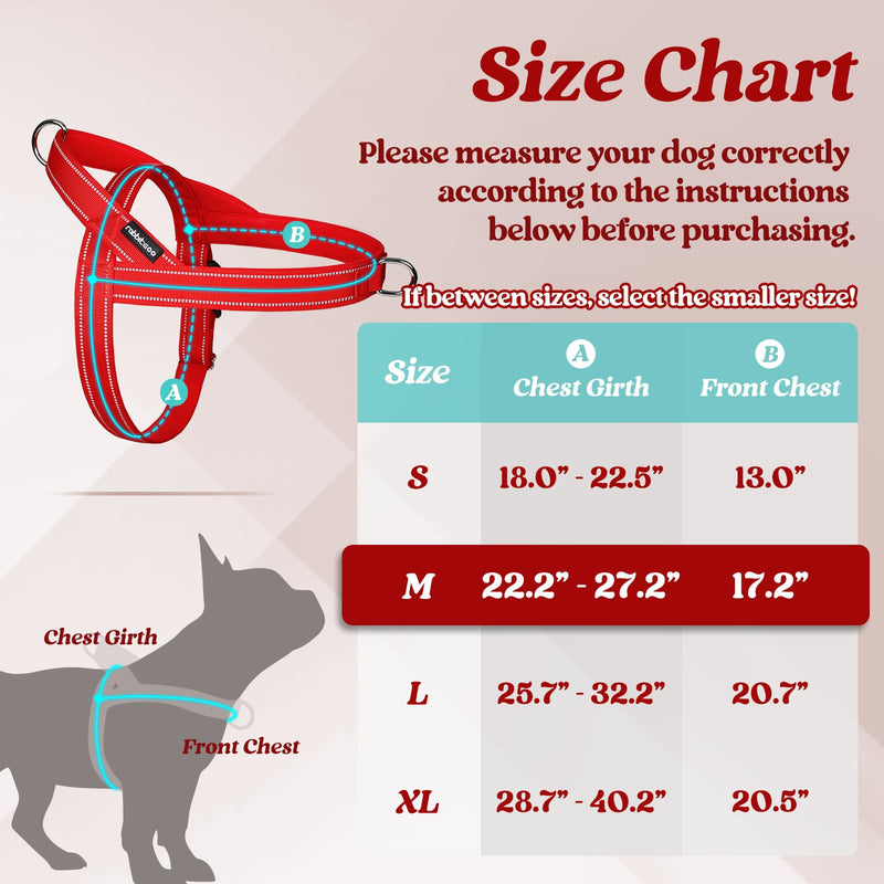 rabbitgoo Dog Harness No Pull, Quick Fit for Small Dogs with Soft Padded Handle, Chest Adjustable Reflective Pet Vest, No Choke Escape Proof for Walking Training, Red M - PawsPlanet Australia