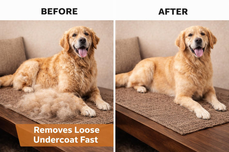 Field & Fur Dog Deshedding Tool, Undercoat Brush for Dogs & Cats, Removes Loose Fur, One-Click Release, Heavy Shedding Grooming Tool for Goldendoodles, Long Hair & Double Coats - PawsPlanet Australia