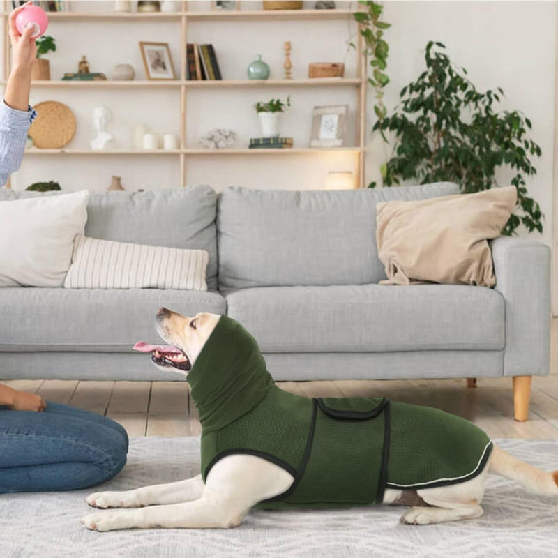 IDOMIK Dog Anxiety Calming Hoodie, Breathable Adjustable Dog Jacket for Thunderstorms, Fireworks, Vet Visits, Separation Anxiety, Ear Protection Recovery, Green, L L(Chest Girth:19.7"-23.6") - PawsPlanet Australia