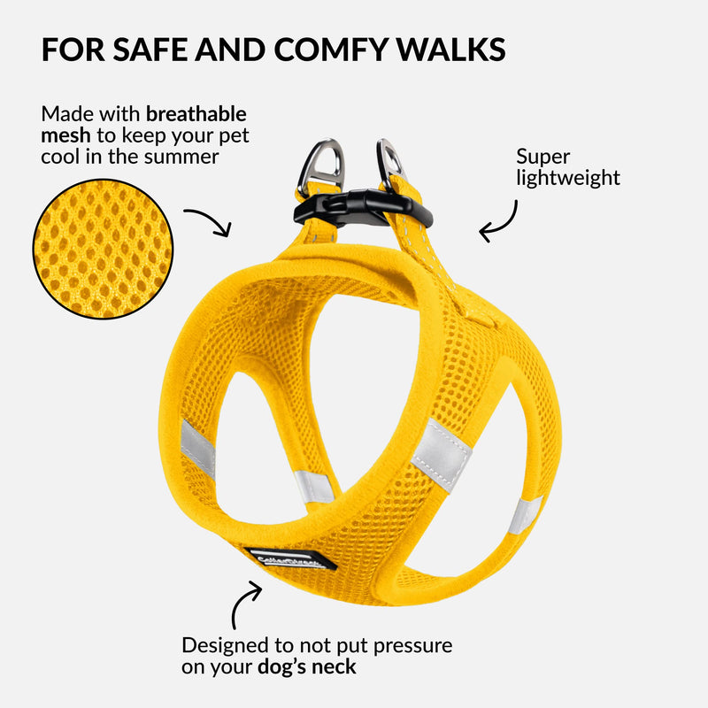 CollarDirect Step-in Reflective Dog Harness - Any Weather Air Mesh for Small and Medium Dogs Easy to Put On and Off (Size M, Yellow) - PawsPlanet Australia