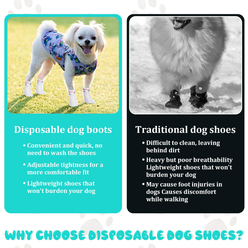 20Pcs Disposable Dog Booties for Paw Protection Self-Adhesive Waterproof Adjustable Straps Dog Shoes for Indoor & Outdoor Walking Hiking Feet Covers - PawsPlanet Australia