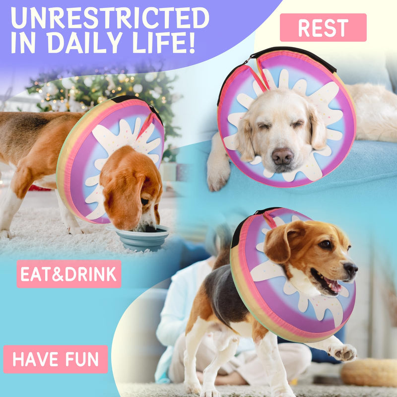 Inflatable Dog Cone Collar Alternative After Surgery, Donut Soft Neck Cone for Husky Border Collie Large Dogs, etc, Protective Comfortable E Collar Recovery Cone Not Block Vision Cake Large Sized(Neck:15-18.5in) - PawsPlanet Australia